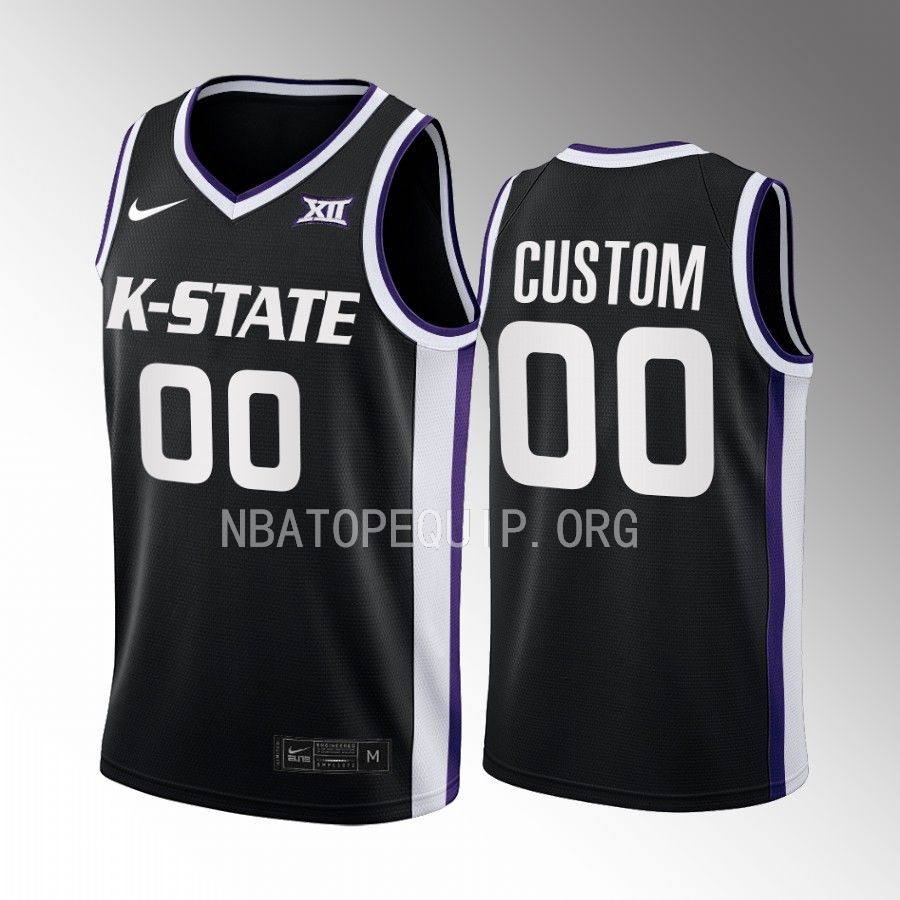 Kansas State Wildcats Custom Jersey 2022-23 Alternate  Black Uniform