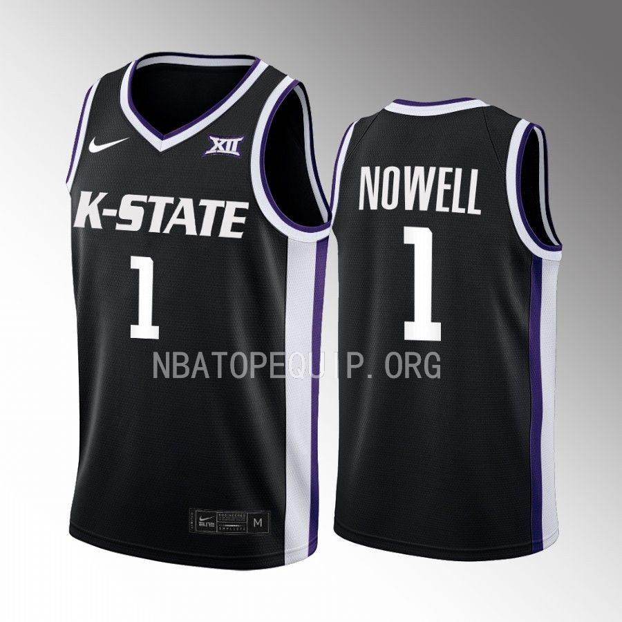 Kansas State Wildcats Markquis Nowell Jersey 2022-23 Alternate  Black Uniform