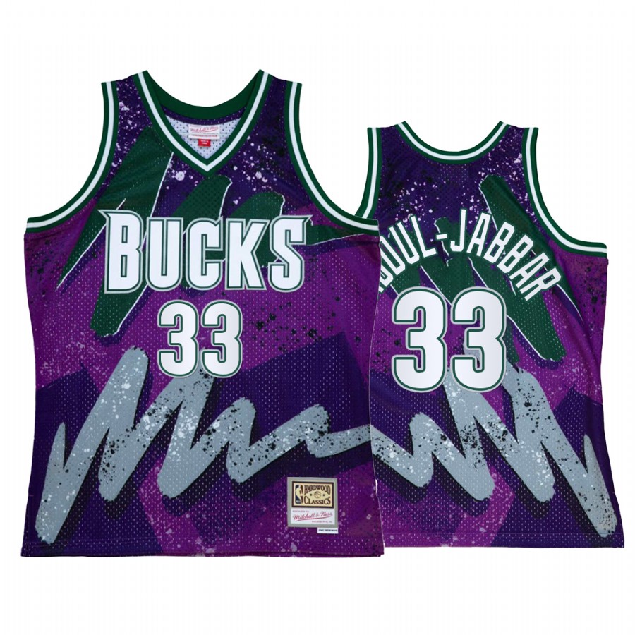 Kareem Abdul-Jabbar #33 Milwaukee Bucks Hyper Hoop Purple Throwback 90s Jersey