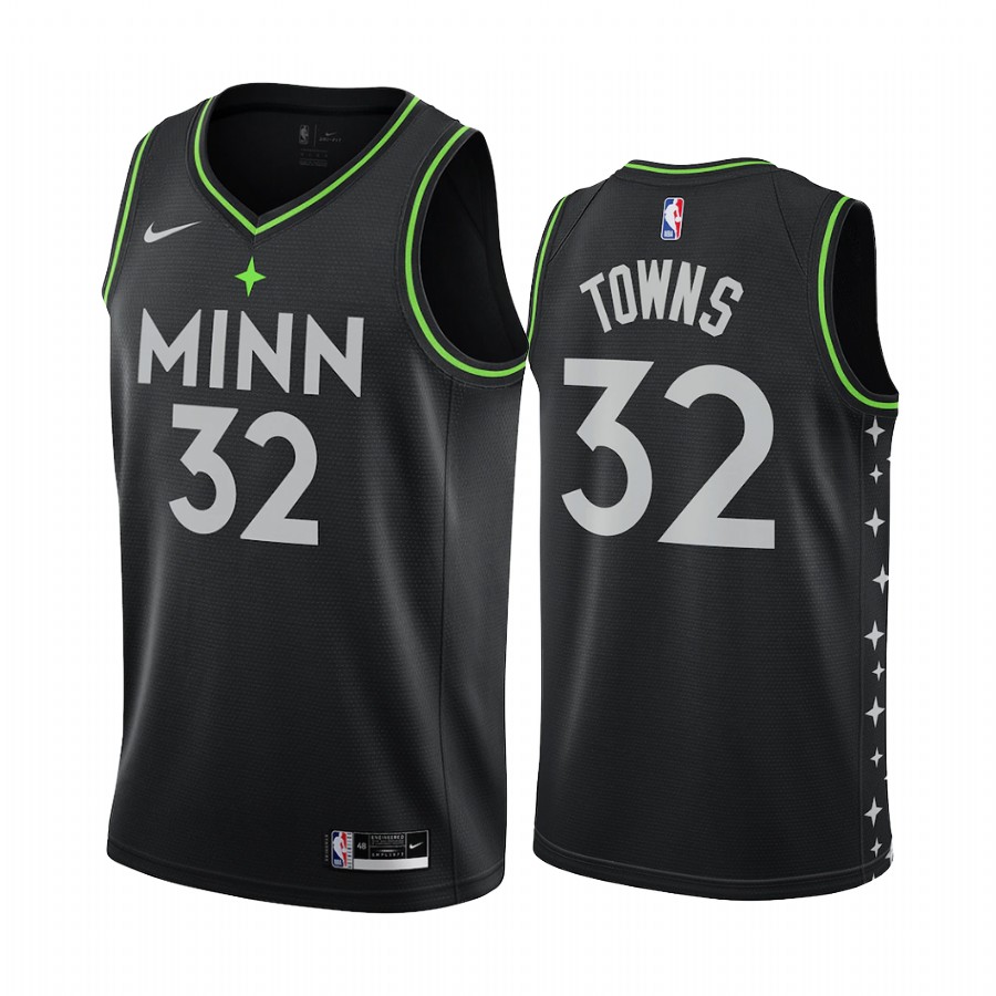 Karl-Anthony Towns Minnesota Timberwolves 2020-21 Black City Edition Jersey New Uniform