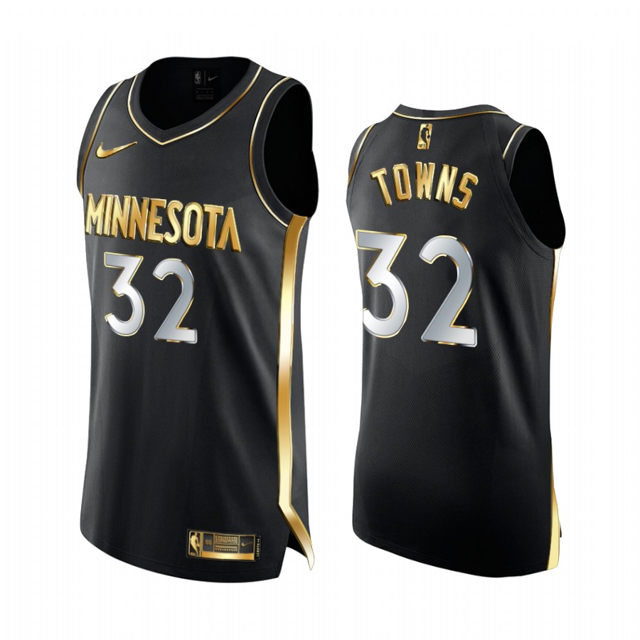 Karl-Anthony Towns Minnesota Timberwolves 2020-21 Black Golden Edition Jersey Limited