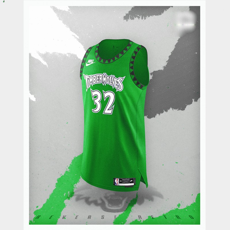 Karl-Anthony Towns Minnesota Timberwolves Green #32 Jersey NBA Reverse Retro