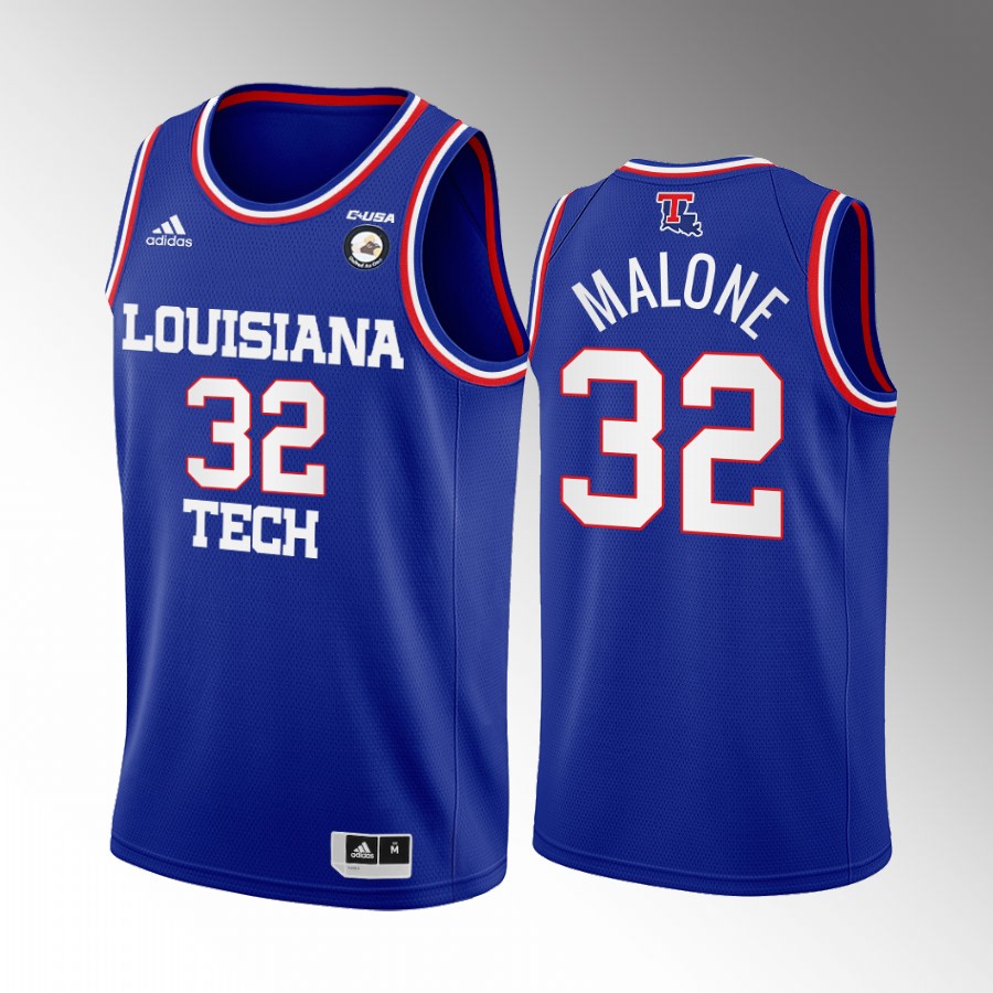 Karl Malone Louisiana Tech Bulldogs Blue Jersey College  Retired Number