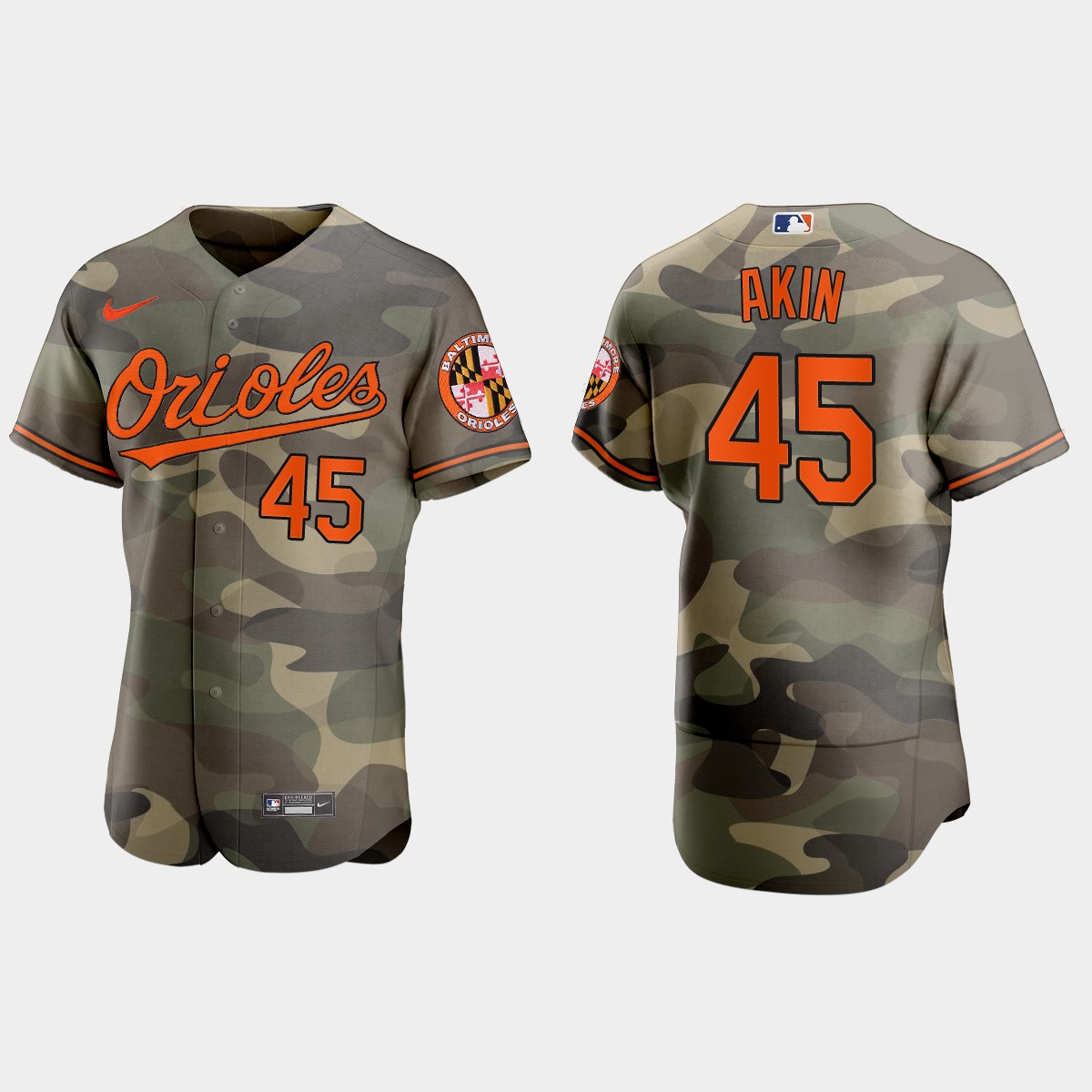 Keegan Akin Baltimore Orioles 2021 National Armed Forces Day Jersey - Camo