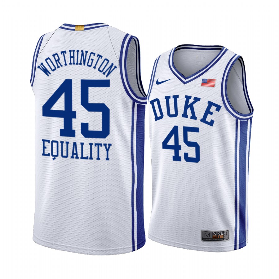 Keenan Worthington Duke Blue Devils White Equality BLM Social justice 2020-21 Jersey