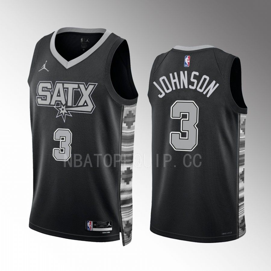 Keldon Johnson 2022-23 San Antonio Spurs Black #3 Statement Edition Jersey SATX