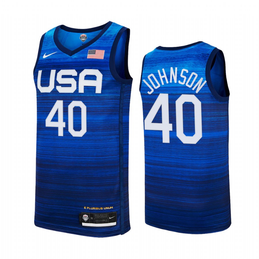 Keldon Johnson USA  #40 Blue 2021 Tokyo Olymipcs Away Jersey
