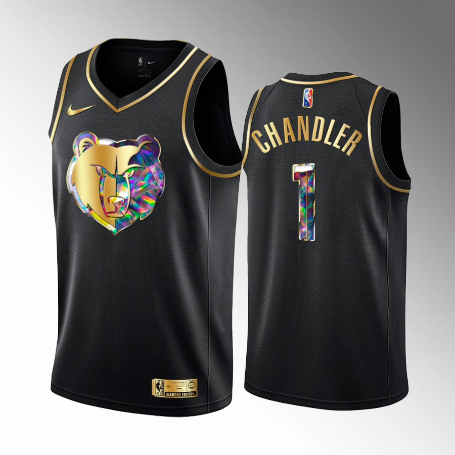 Kennedy Chandler #1 Memphis Grizzlies Black Golden Diamond Jersey