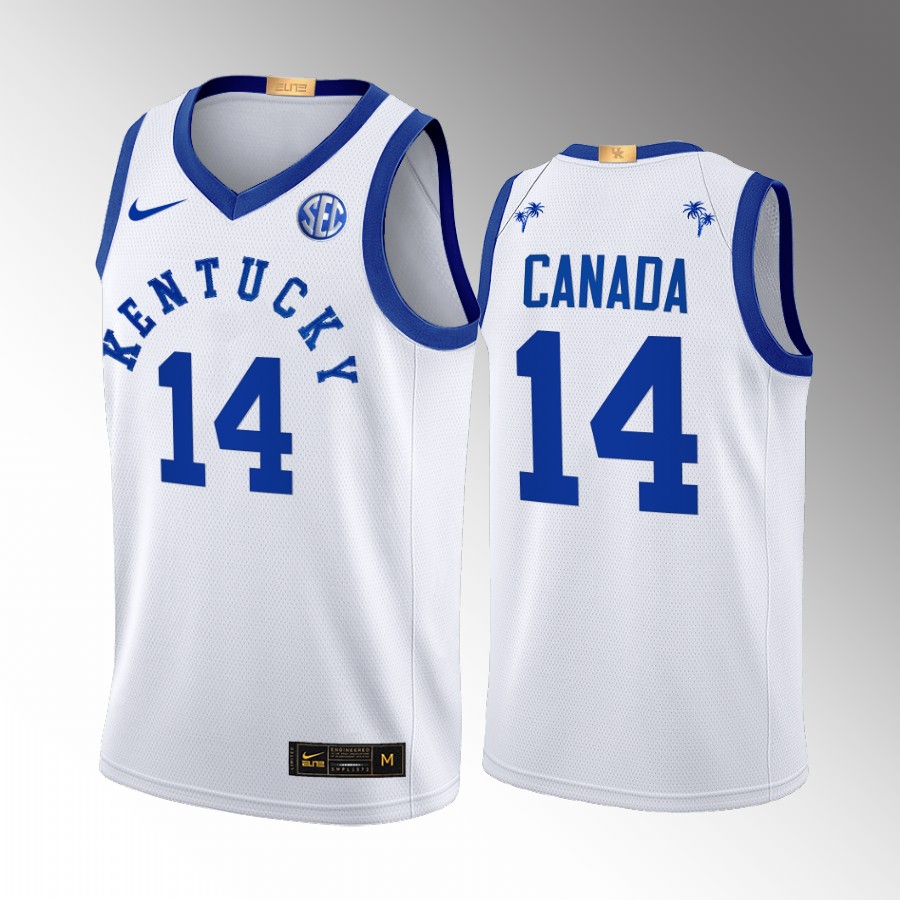 Kentucky Wildcats Brennan Canada Jersey 2022 Big Blue Bahamas White  Uniform