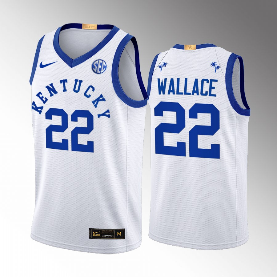 Kentucky Wildcats Cason Wallace Jersey 2022 Big Blue Bahamas White  Uniform