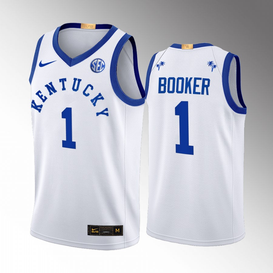 Kentucky Wildcats Devin Booker Jersey 2022 Big Blue Bahamas White Alumni Uniform