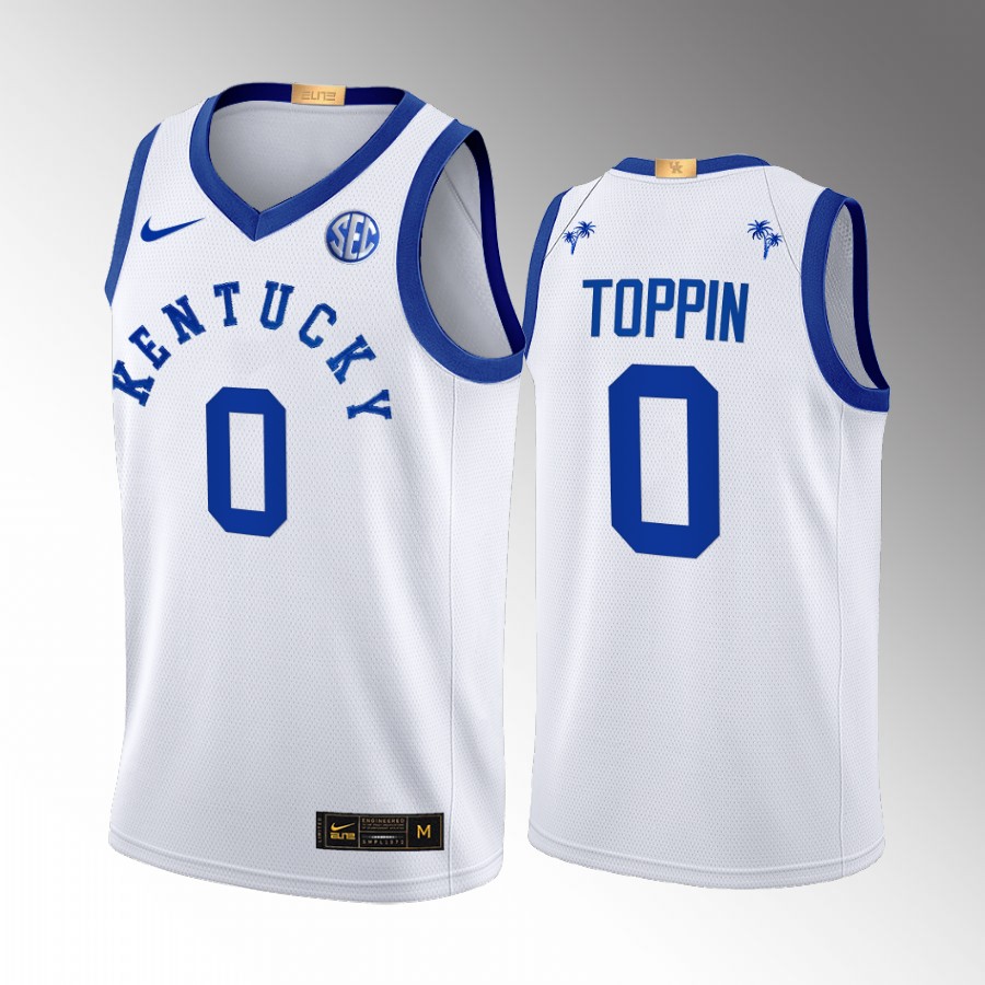 Kentucky Wildcats Jacob Toppin Jersey 2022 Big Blue Bahamas White  Uniform