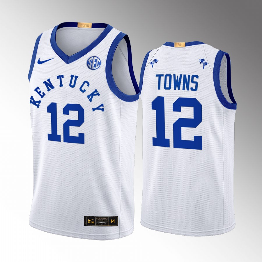 Kentucky Wildcats Karl-Anthony Towns Jersey 2022 Big Blue Bahamas White Alumni Uniform