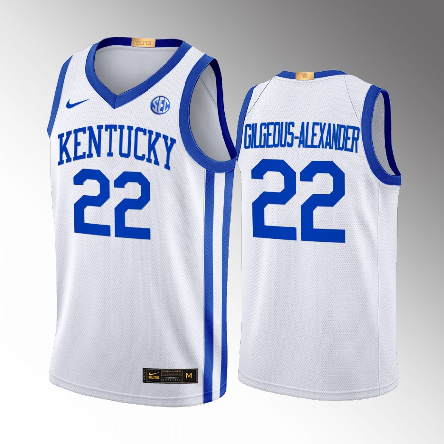 Kentucky Wildcats Shai Gilgeous-Alexander Jersey 2022-23 Home White Alumni  Uniform