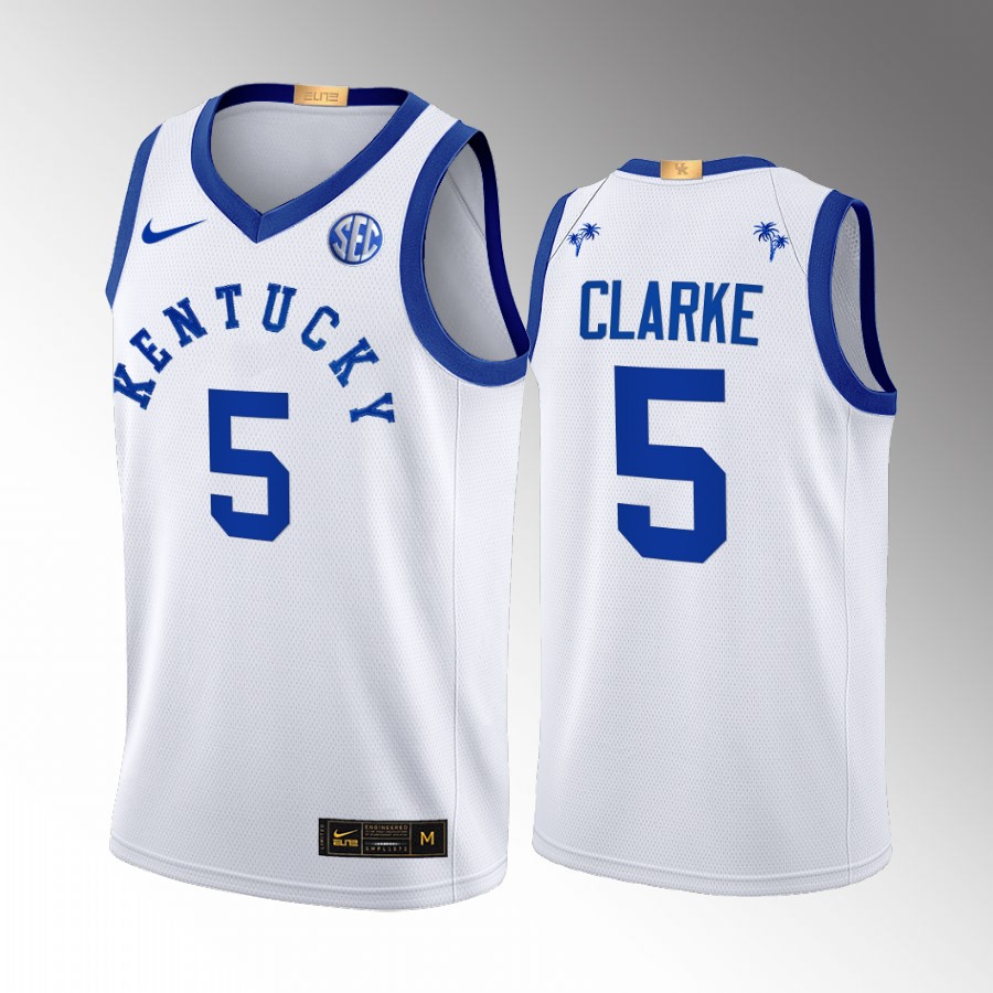 Kentucky Wildcats Terrence Clarke Jersey 2022 Big Blue Bahamas White  Uniform