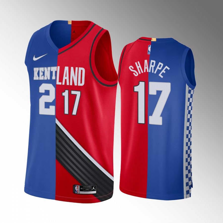 Kentucky X Blazers Shaedon Sharpe Split Edition Blue Red Jersey 2022 NBA Draft