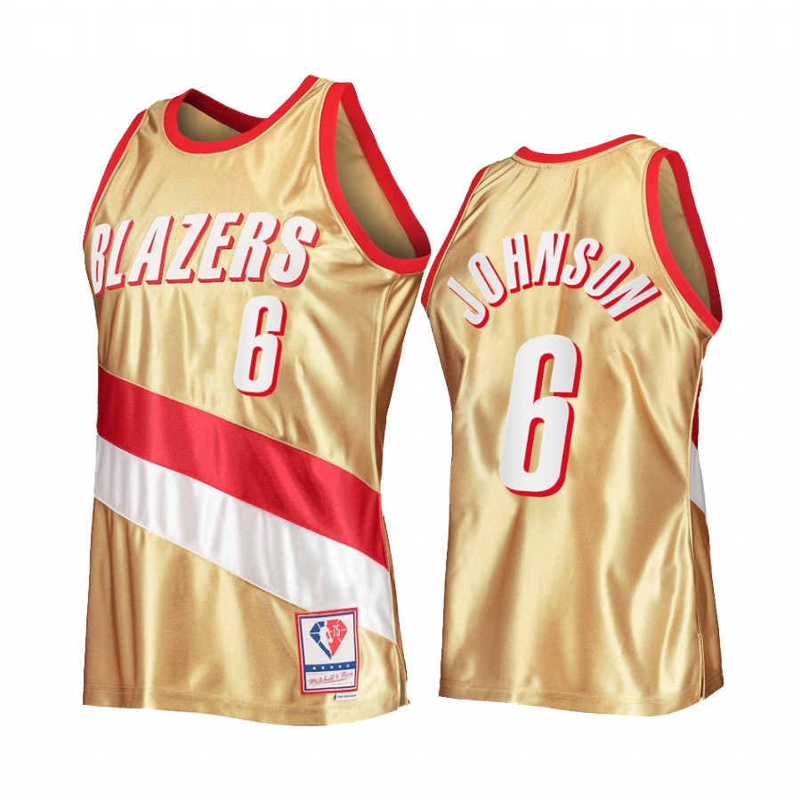 Keon Johnson #6 Portland Trail Blazers 75th Anniversary Gold Hardwood Classics Jersey