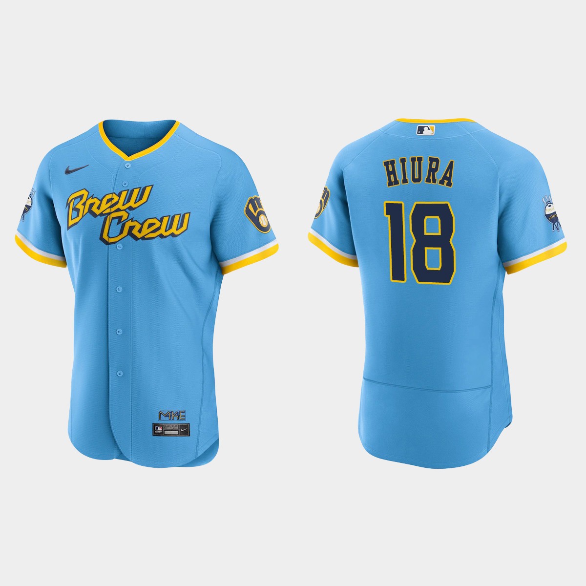 Keston Hiura Milwaukee Brewers 2022 City Connect Jersey - Powder Blue