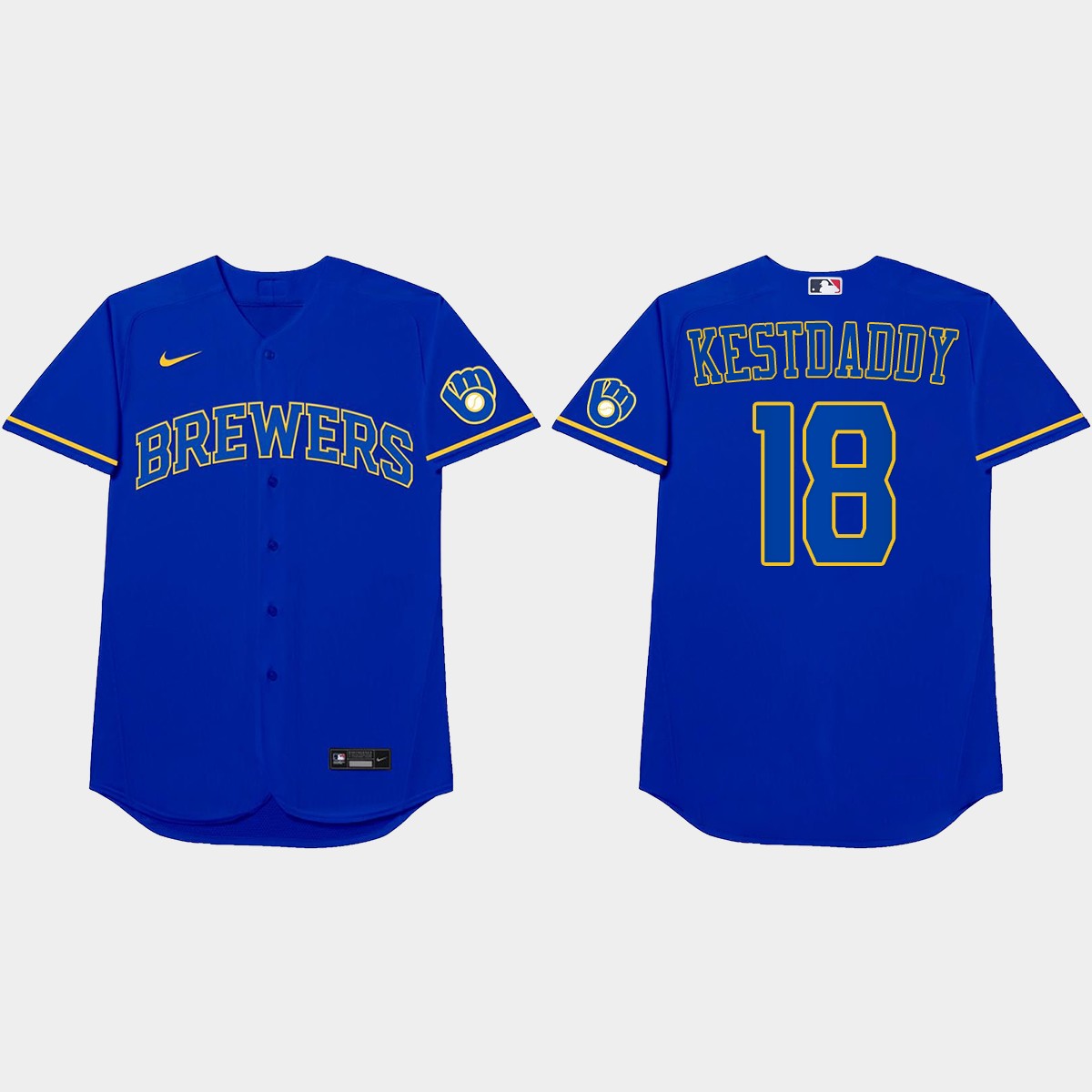 Keston Hiura Nickname Brewers 2021 Players' Weekend Kestdaddy Jersey - Royal
