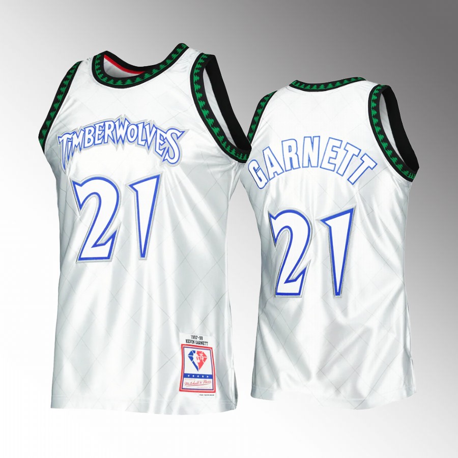 Kevin Garnett #21 Minnesota Timberwolves 1997-98 Hardwood Classics Platinum 75th Anniversary Jersey