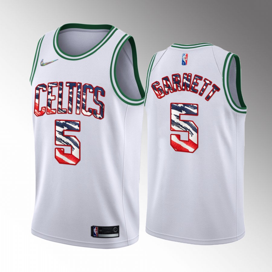 Kevin Garnett 2022 Independence Day Boston Celtics #5 White Jersey America