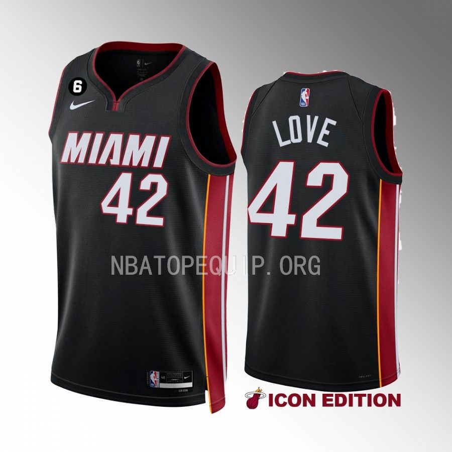 Kevin Love Miami Heat #42 Black Jersey 2022-23 Icon Edition Swingman