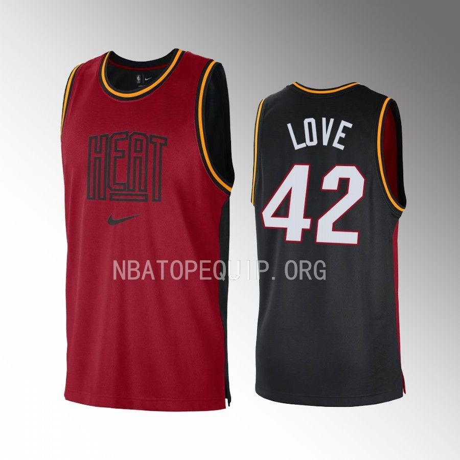 Kevin Love Miami Heat #42 Red Black Jersey Courtside Tank Top