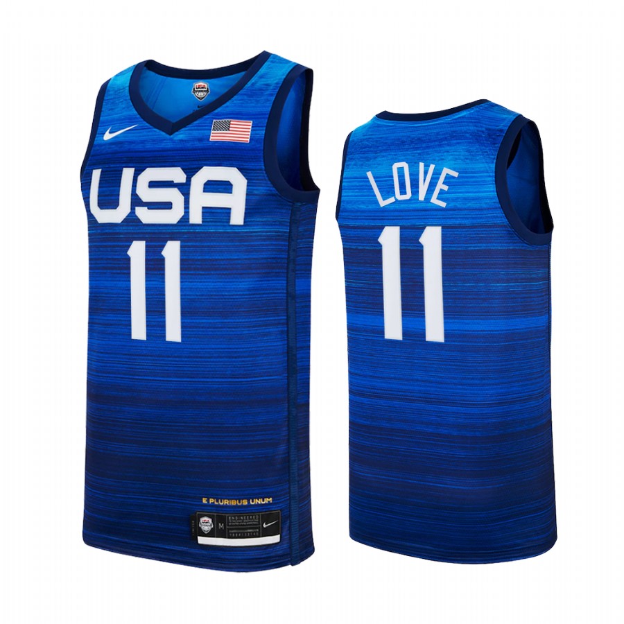 Kevin Love USA  #11 Blue 2021 Tokyo Olympics Away Jersey
