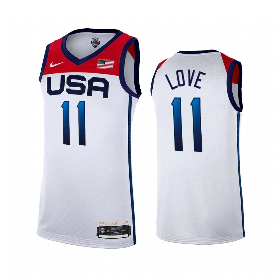 Kevin Love USA  #11 White 2021 Tokyo Olympics Home Jersey