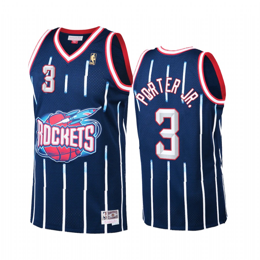 Kevin Porter Jr. #3 Houston Rockets Hardwood Classics Jersey Navy