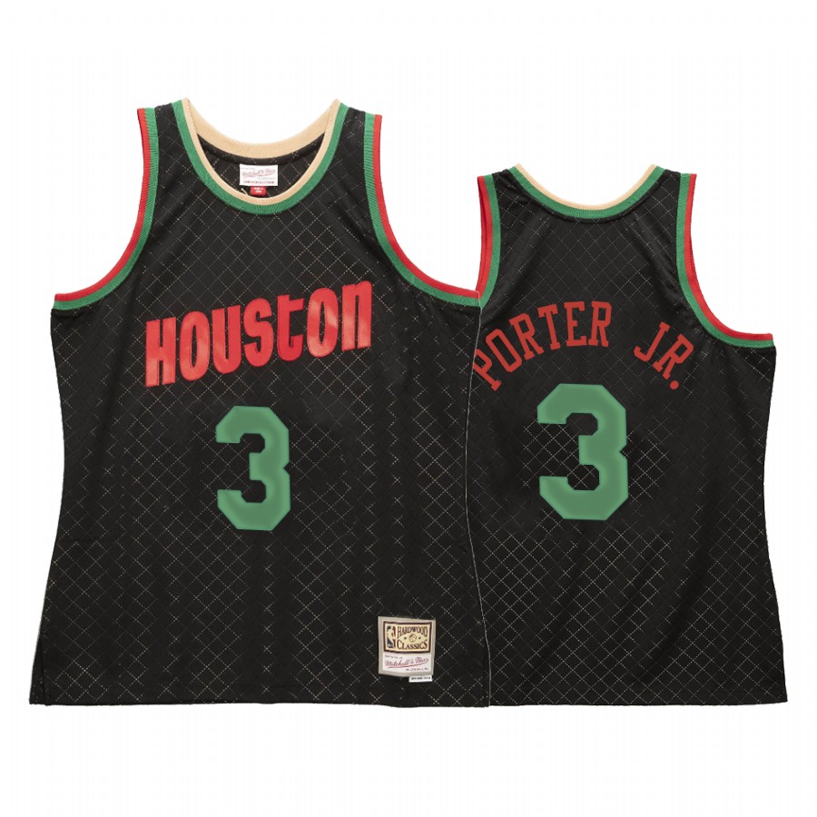 Kevin Porter Jr. 3 Houston Rockets Neapolitan Black Jersey Hardwood Classics