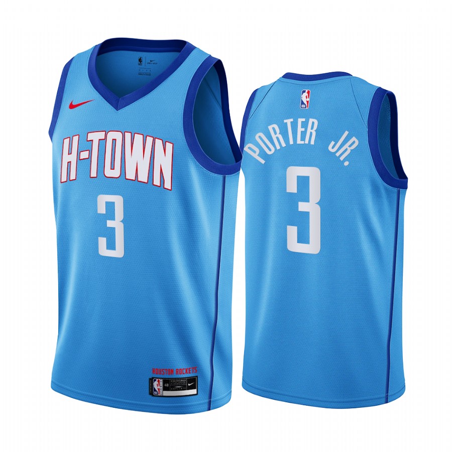 Kevin Porter Jr. Houston Rockets 2020-21 Blue City Edition Jersey 2021 trade