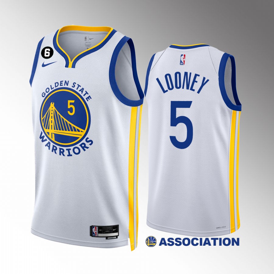 Kevon Looney 2022-23 Golden State Warriors White #5 Association Edition Jersey NO.6 Patch