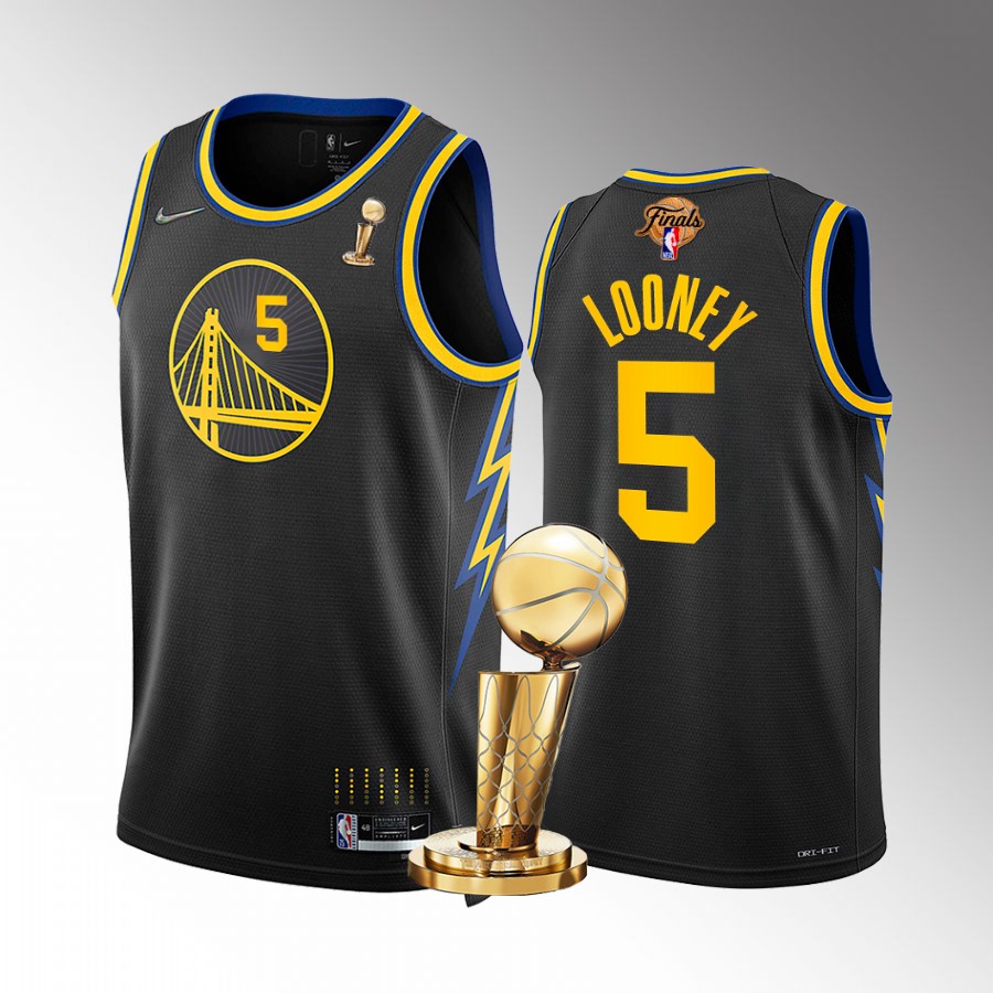 Kevon Looney 2022 NBA Finals Champions Golden State Warriors Black #5 Jersey City