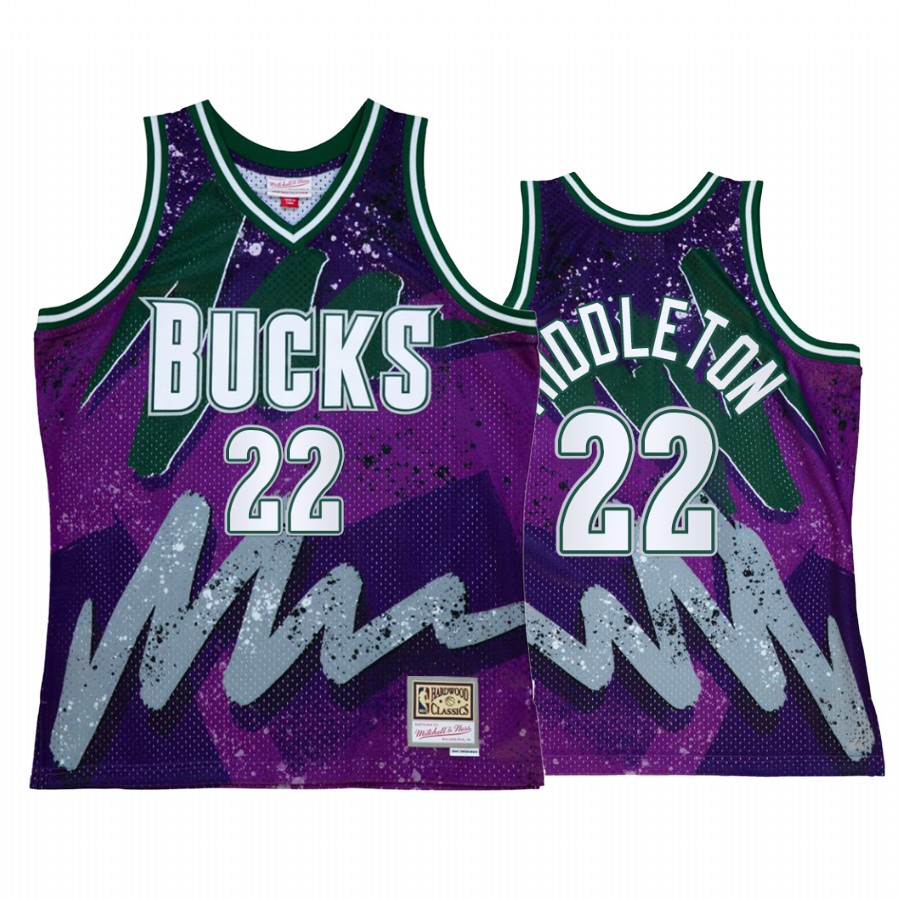 Khris Middleton #22 Milwaukee Bucks Hyper Hoop Purple Throwback 90s Jersey