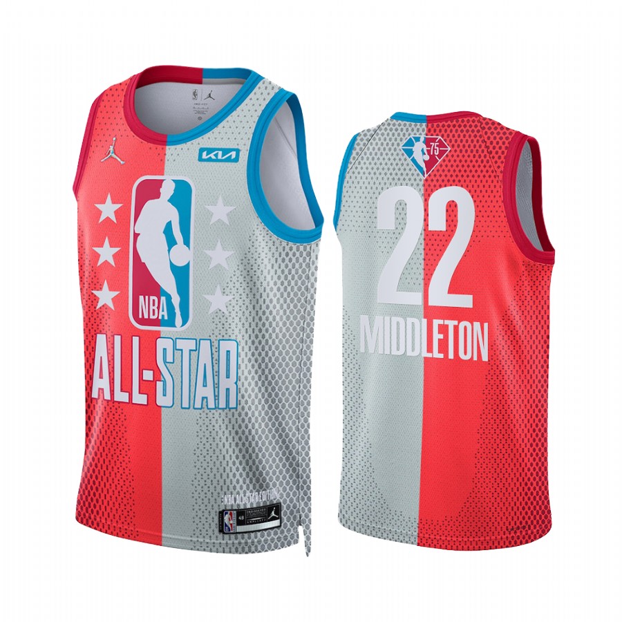 Khris Middleton 2022 NBA All-Star Bucks Jersey Maroon Gray Split Limited Uniform