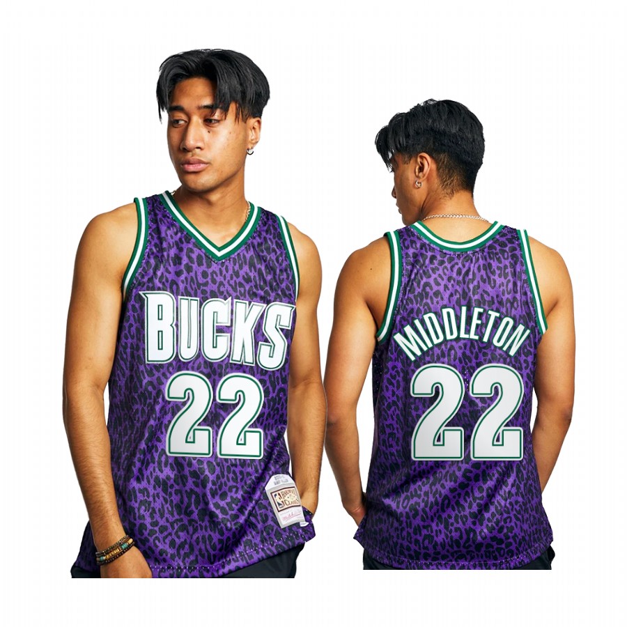 Khris Middleton 22 Milwaukee Bucks Wild Life Green Jersey HWC Swingman