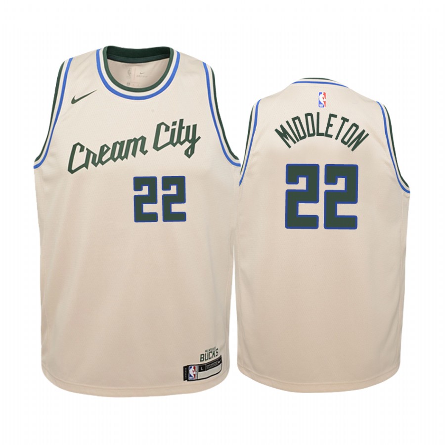Khris Middleton Milwaukee Bucks 2019-20 City Youth Jersey - Cream