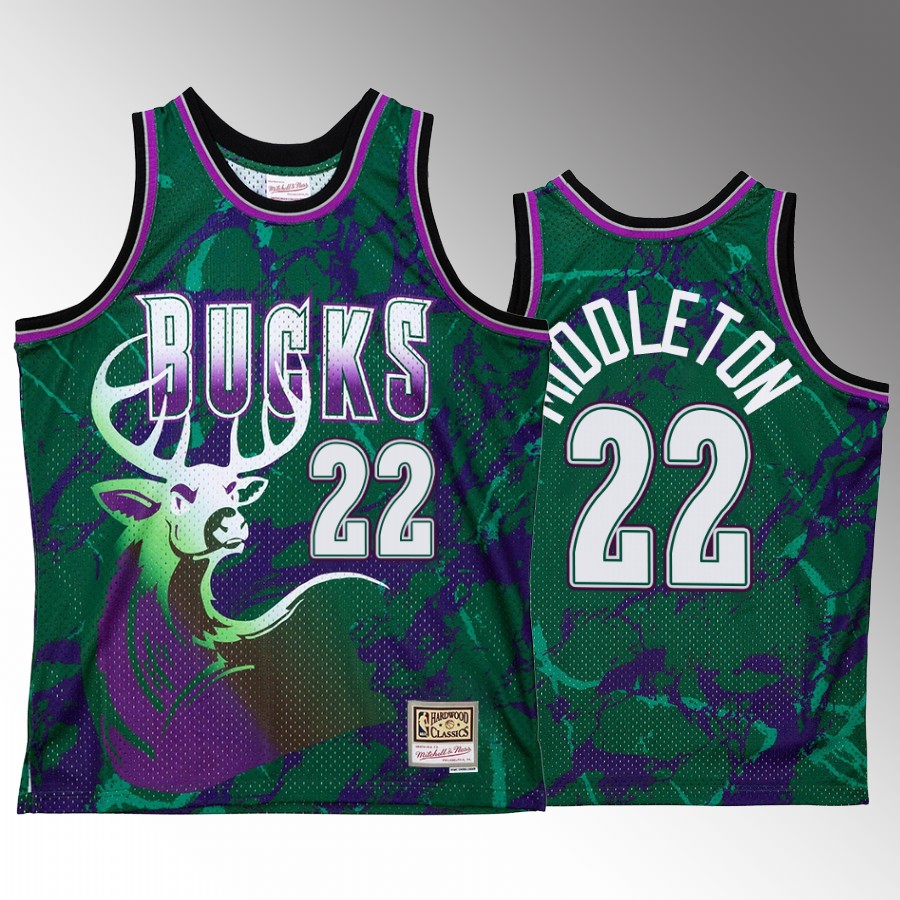 Khris Middleton Milwaukee Bucks Marble Swingman Green Jersey Hardwood Classics