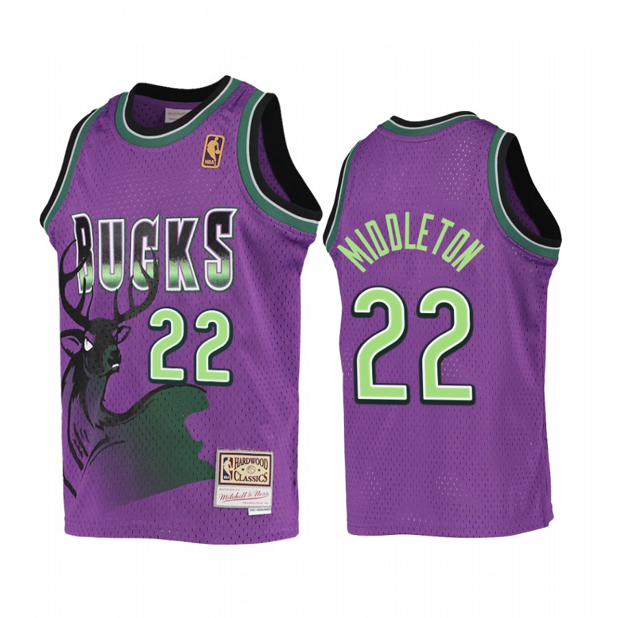 Khris Middleton Milwaukee Bucks Youth Purple Reload Jersey Hardwood Classics