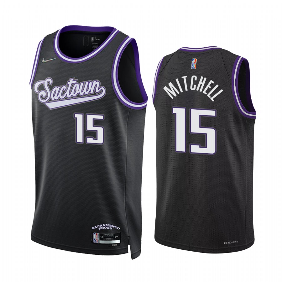 Kings Davion Mitchell City Edition Black 2021-22 Jersey 75th Season Diamond