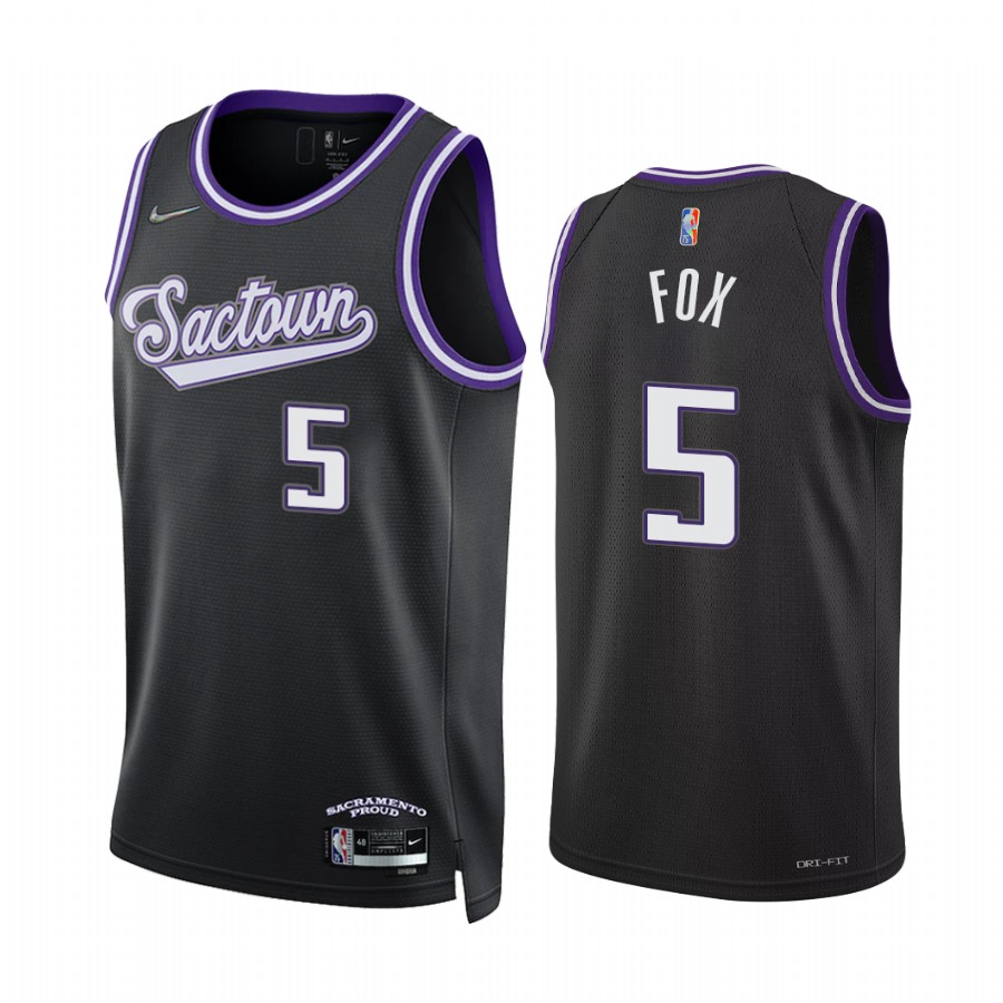 Kings De'Aaron Fox City Edition Black 2021-22 Jersey 75th Season Diamond