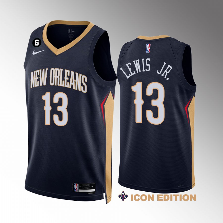 Kira Lewis Jr. New Orleans Pelicans #13 Navy Jersey 2022-23 Icon Edition NO.6 Patch