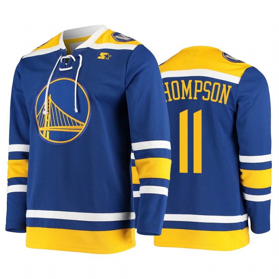 Klay Thompson #11 Golden State Warriors Hockey Fashion Jersey Pointman Royal
