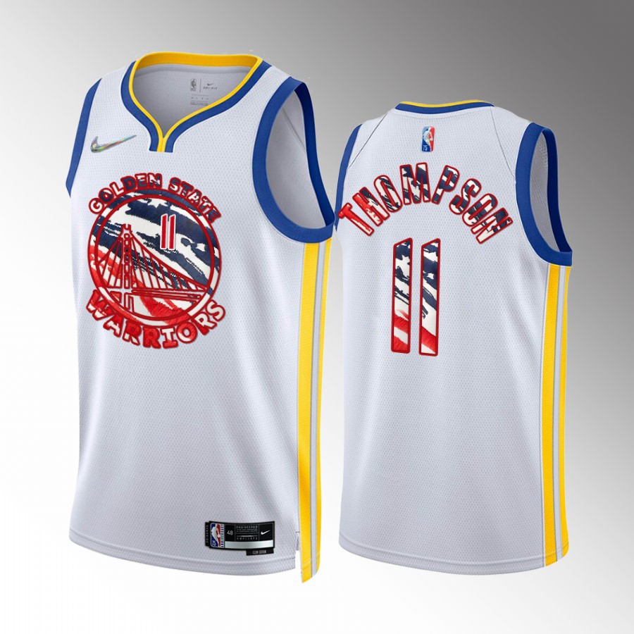 Klay Thompson 2022 Independence Day Golden State Warriors #11 White Jersey America