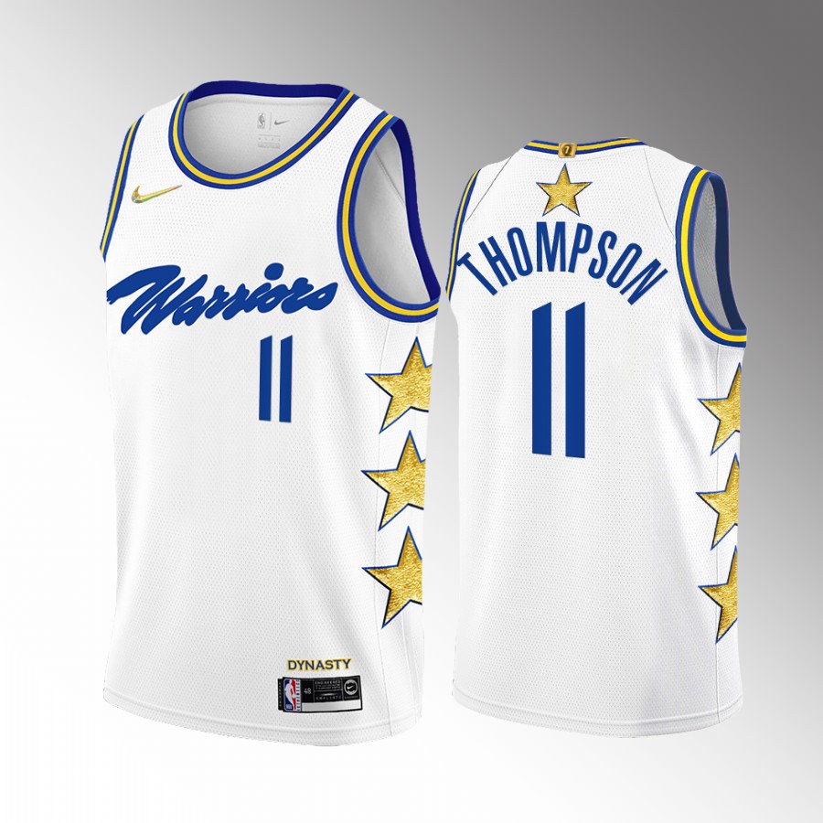 Klay Thompson 7X NBA Champs Golden State Warriors White #11 Jersey Stars Fashion