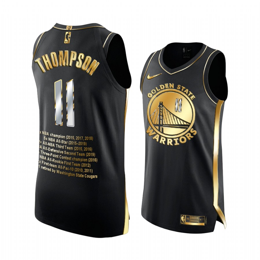 Klay Thompson Career Awards Warriors Black Jersey Golden Edition