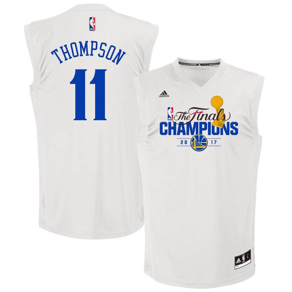 Klay Thompson Golden State Warriors #11 adidas White 2017 NBA Finals Champions Fashion White  jersey
