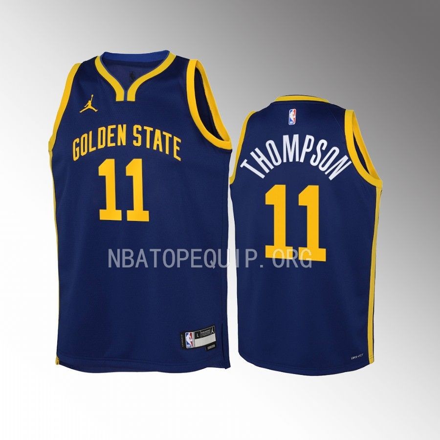 Klay Thompson Golden State Warriors 2022-23 Statement Edition Navy Youth Jersey - Swingman