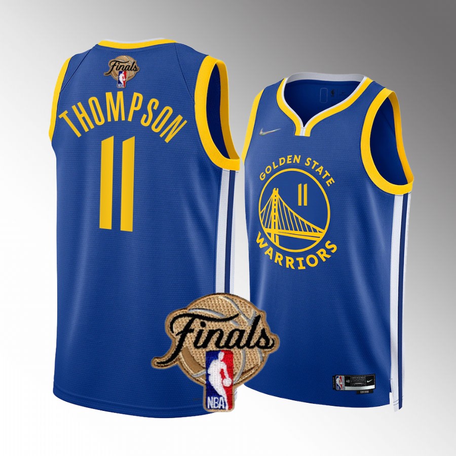 Klay Thompson Golden State Warriors 2022 NBA Finals Jersey Royal #11 Diamond Badge Dub